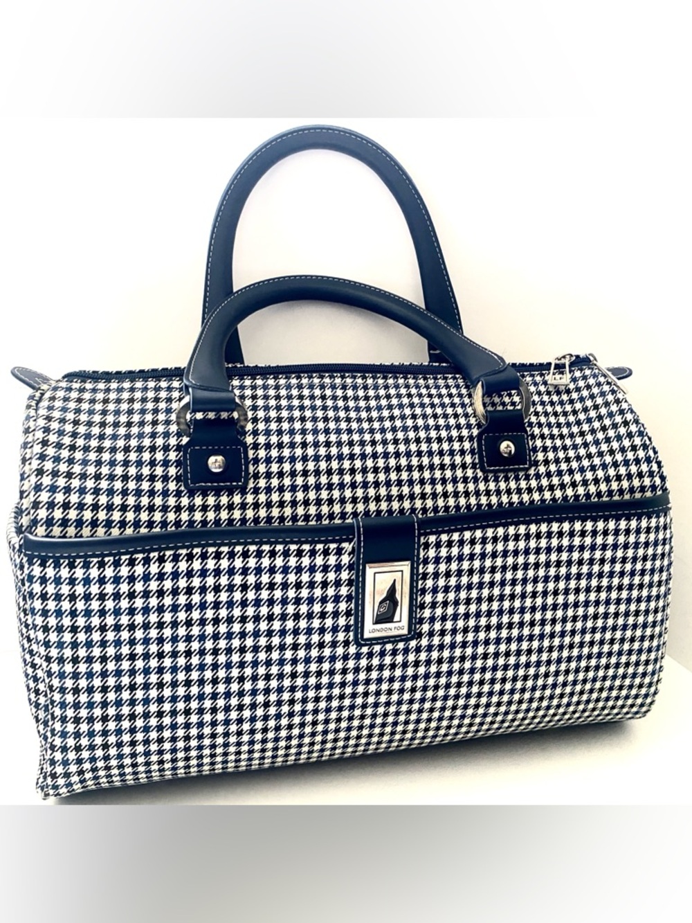 London Fog Oxford Houndstooth Satchel Cabin Bag Carry On Travel, style # 8900